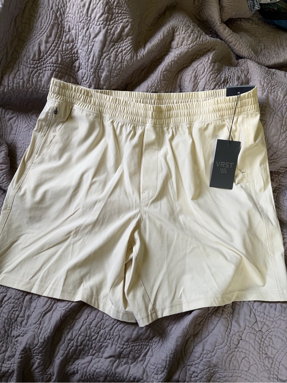 VRST Lightweight Cream Athletic Shorts for Men